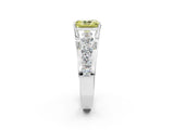 White gold Fancy Yellow Radiant  Brilliant Solitaire with Side Stones on a Pave Band and Four-Prong Setting_74