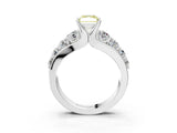 White gold Fancy Yellow Radiant  Brilliant Solitaire with Side Stones on a Pave Band and Four-Prong Setting_75