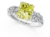 White gold Fancy Yellow Radiant  Cluster Diamond Engagement Ring with Pavé Band and Four-Prong Setting_46