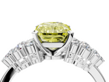 White gold Fancy Yellow Radiant  Cluster Diamond Engagement Ring with Pavé Band and Four-Prong Setting_53