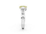 White gold Fancy Yellow Radiant Cut Brilliant Channel-Set Diamond Ring with Bezel Prong Setting_2