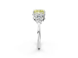 White gold Fancy Yellow Radiant Cut Brilliant Diamond Cluster Accent Solitaire Ring with Prong Setting_26