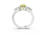 White gold Fancy Yellow Radiant Cut Brilliant Diamond Cluster Accent Solitaire Ring with Prong Setting_27