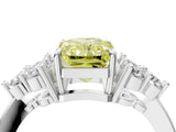 White gold Fancy Yellow Radiant Cut Brilliant Diamond Cluster Accent Solitaire Ring with Prong Setting_28