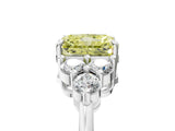 White gold Fancy Yellow Radiant Cut Brilliant Diamond Cluster Accent Solitaire Ring with Prong Setting_29