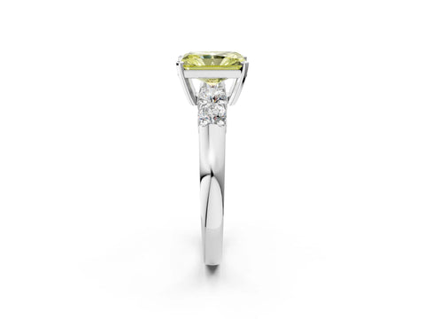 White gold Fancy Yellow Radiant Cut Brilliant Diamond Five-Stone Engagement Ring with Prong Setting on a Classic Band_5