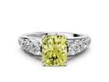 White gold Fancy Yellow Radiant Cut Brilliant Diamond Pavé Band with Six-Prong Setting_12