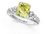 White gold Fancy Yellow Radiant Cut Brilliant Diamond Pavé Band with Six-Prong Setting_13