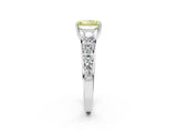 White gold Fancy Yellow Radiant Cut Brilliant Diamond Pavé Band with Six-Prong Setting_14