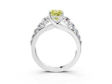 White gold Fancy Yellow Radiant Cut Brilliant Diamond Pavé Band with Six-Prong Setting_15