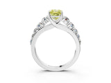 White gold Fancy Yellow Radiant Cut Brilliant Diamond Pavé Band with Six-Prong Setting_15