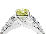 White gold Fancy Yellow Radiant Cut Brilliant Diamond Pavé Band with Six-Prong Setting_16