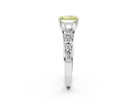 White gold Fancy Yellow Radiant Cut Brilliant Diamond Pavé Band with Six-Prong Setting_2