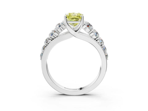 White gold Fancy Yellow Radiant Cut Brilliant Diamond Pavé Band with Six-Prong Setting_3