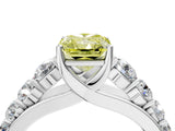 White gold Fancy Yellow Radiant Cut Brilliant Diamond Pavé Band with Six-Prong Setting_4