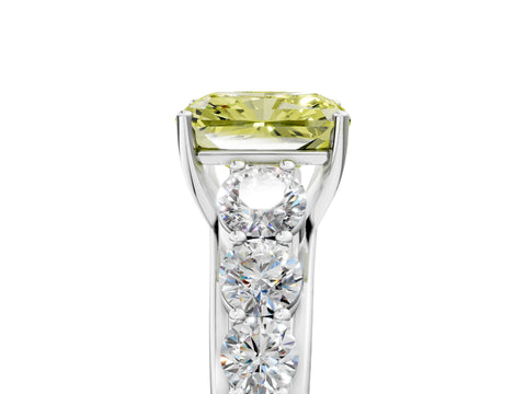 White gold Fancy Yellow Radiant Cut Brilliant Diamond Pavé Band with Six-Prong Setting_5
