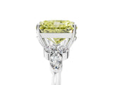 White gold Fancy Yellow Radiant Cut Brilliant Diamond Solitaire Ring with Pear Side Stones and Four-Prong Setting_11