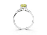 White gold Fancy Yellow Radiant Cut Brilliant Diamond Solitaire Ring with Pear Side Stones and Four-Prong Setting_9