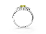 White gold Fancy Yellow Radiant Cut Brilliant Diamond with Cluster Setting on a Beaded Band and Four-Prong Setting_27