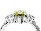 White gold Fancy Yellow Radiant Cut Brilliant Diamond with Cluster Setting on a Beaded Band and Four-Prong Setting_28
