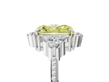 White gold Fancy Yellow Radiant Cut Brilliant Diamond with Cluster Setting on a Beaded Band and Four-Prong Setting_29