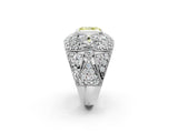 White gold Fancy Yellow Radiant Cut Brilliant Halo Pave Diamond Milgrain Ring_2