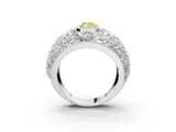 White gold Fancy Yellow Radiant Cut Brilliant Halo Pave Diamond Milgrain Ring_3