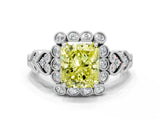 White gold Fancy Yellow Radiant Cut Brilliant Milgrain Pave Heart Band Solitaire Ring_12