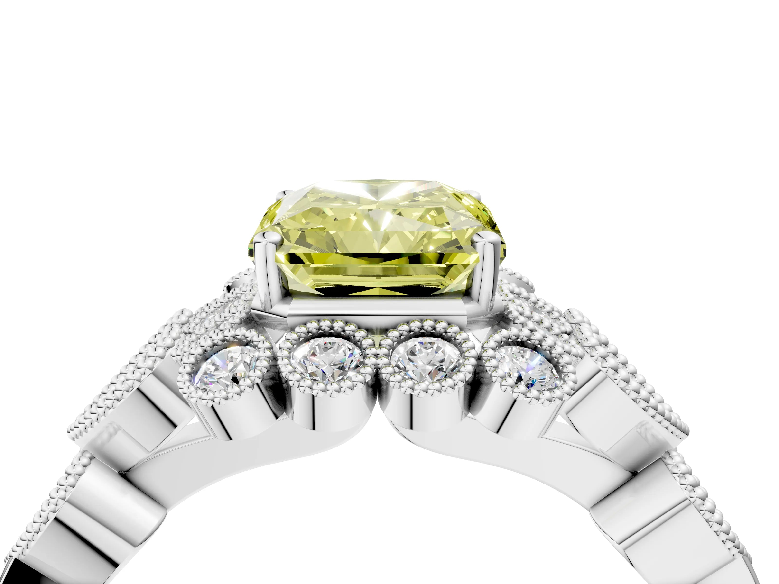 White gold Fancy Yellow Radiant Cut Brilliant Milgrain Pave Heart Band Solitaire Ring_16
