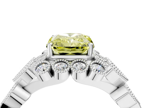 White gold Fancy Yellow Radiant Cut Brilliant Milgrain Pave Heart Band Solitaire Ring_16