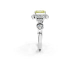 White gold Fancy Yellow Radiant Cut Brilliant Milgrain Pave Heart Band Solitaire Ring_2