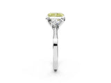 White gold Fancy Yellow Radiant Cut Brilliant Three-Stone Diamond Ring with Pavé Band and Four-Prong Setting_17