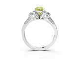 White gold Fancy Yellow Radiant Cut Brilliant Three-Stone Diamond Ring with Pavé Band and Four-Prong Setting_18