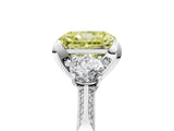 White gold Fancy Yellow Radiant Cut Brilliant Three-Stone Diamond Ring with Pavé Band and Four-Prong Setting_20
