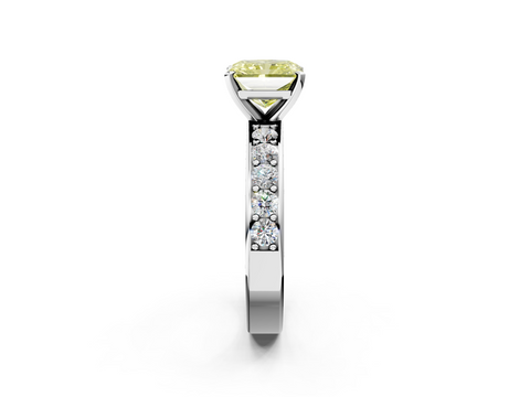 White gold Fancy Yellow Radiant  Cut Channel Set Diamond Engagement Ring with Four-Prong Setting_202