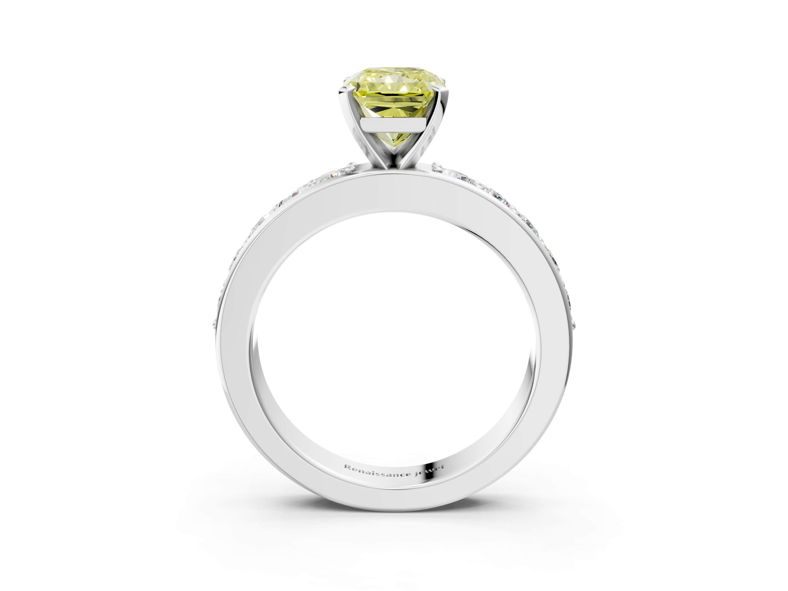 White gold Fancy Yellow Radiant  Cut Channel Set Diamond Engagement Ring with Four-Prong Setting_207