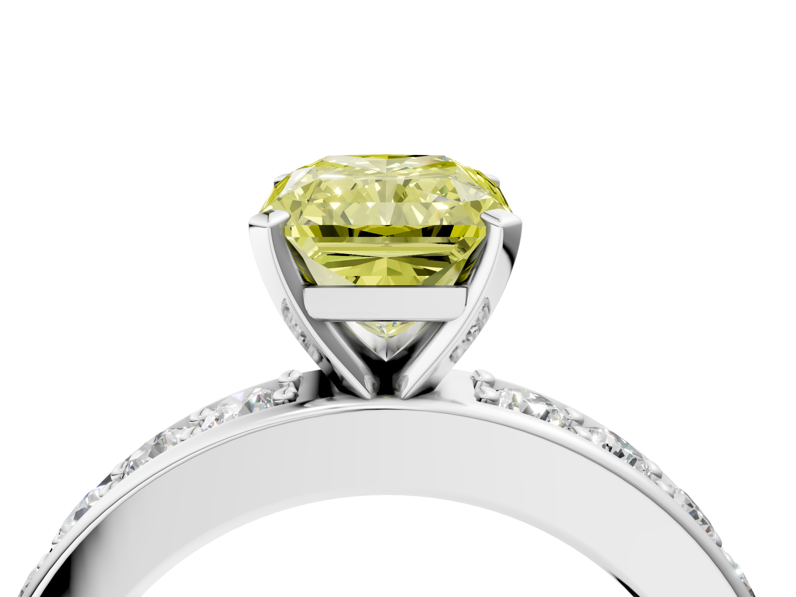 White gold Fancy Yellow Radiant  Cut Channel Set Diamond Engagement Ring with Four-Prong Setting_208