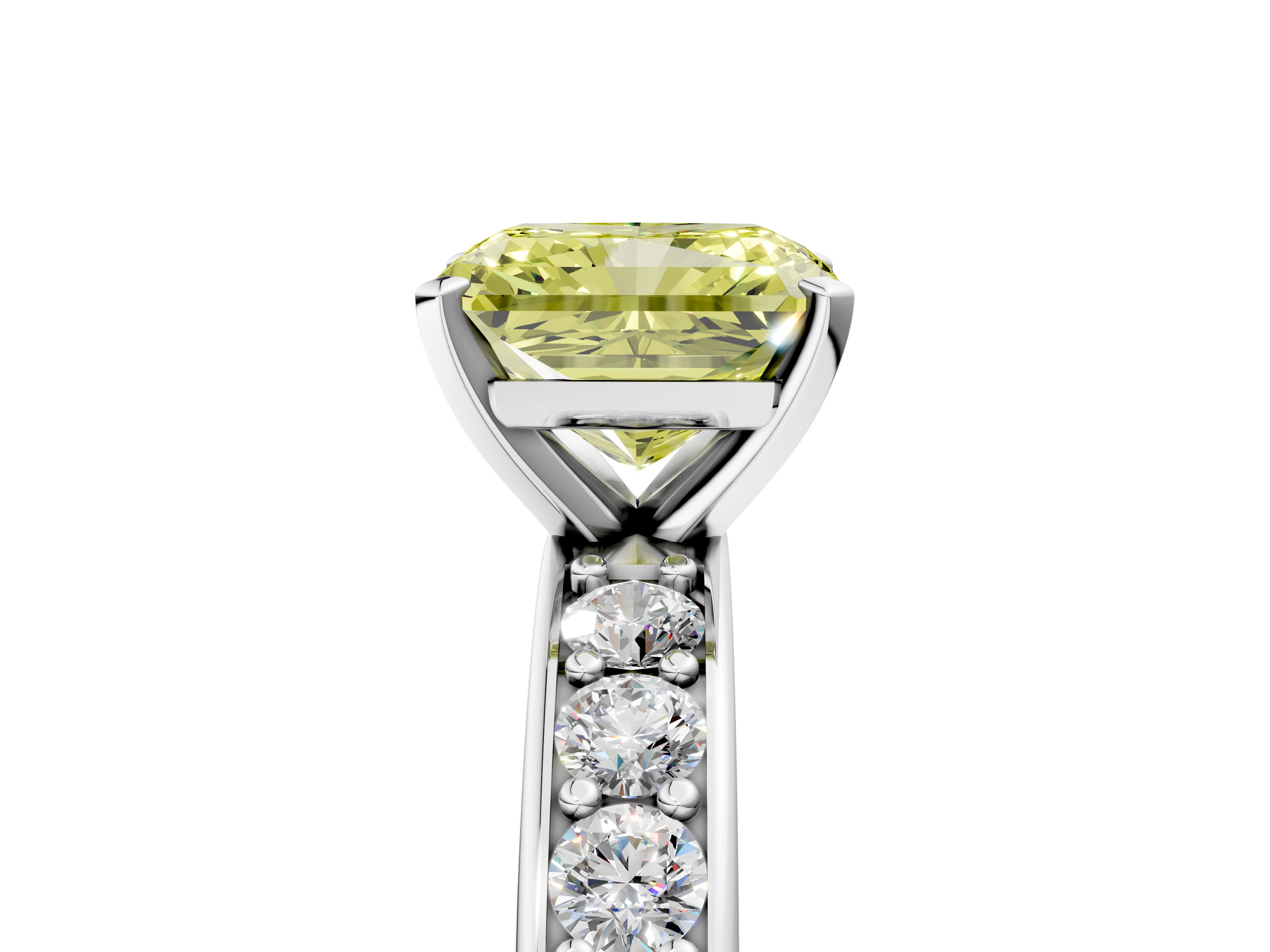 White gold Fancy Yellow Radiant  Cut Channel Set Diamond Engagement Ring with Four-Prong Setting_209
