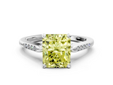 White gold Fancy Yellow Radiant  Cut Channel Set Solitaire Engagement Ring with Four-Prong Setting_207