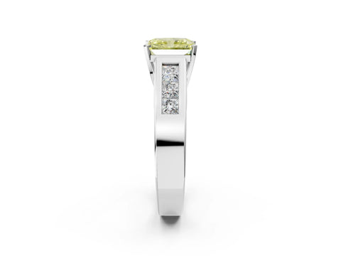 White gold Fancy Yellow Radiant Cut Cut Channel Set Solitaire Ring with Four-Prong Setting_14