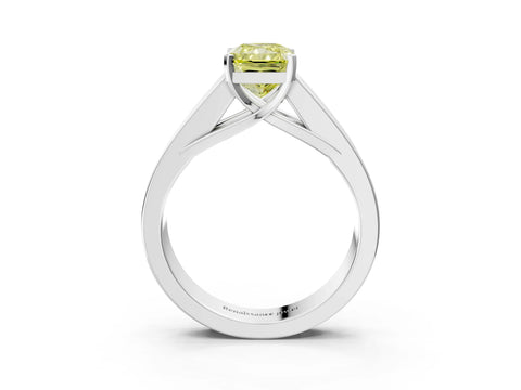 White gold Fancy Yellow Radiant Cut Cut Channel Set Solitaire Ring with Four-Prong Setting_15