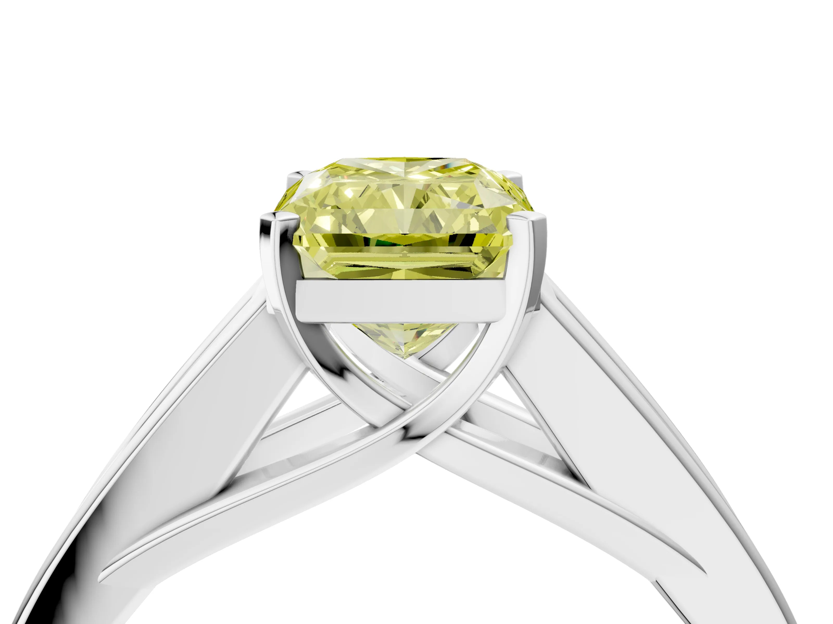 White gold Fancy Yellow Radiant Cut Cut Channel Set Solitaire Ring with Four-Prong Setting_16