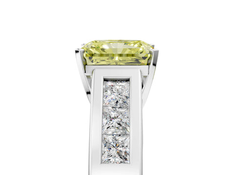 White gold Fancy Yellow Radiant Cut Cut Channel Set Solitaire Ring with Four-Prong Setting_17