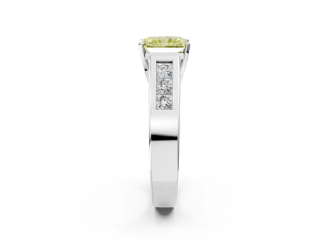 White gold Fancy Yellow Radiant Cut Cut Channel Set Solitaire Ring with Four-Prong Setting_2