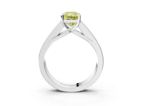 White gold Fancy Yellow Radiant Cut Cut Channel Set Solitaire Ring with Four-Prong Setting_3