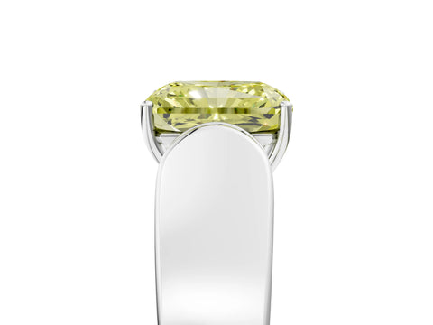 White gold Fancy Yellow Radiant Cut Cut Diamond Channel Set Solitaire Ring with Four-Prong Setting_113