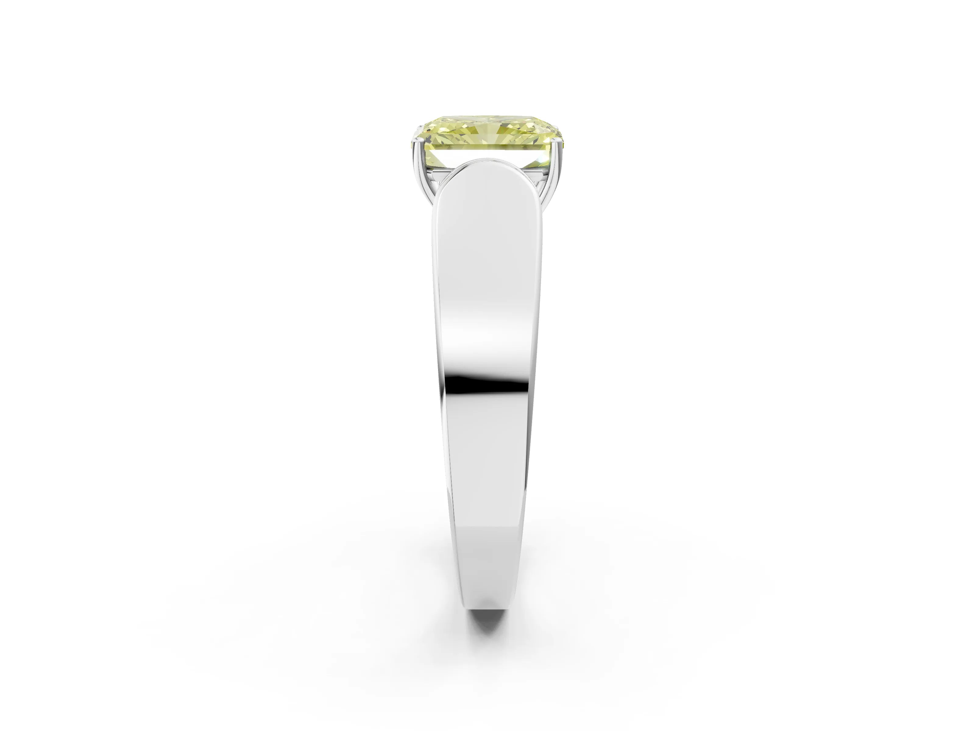 White gold Fancy Yellow Radiant Cut Cut Diamond Channel Set Solitaire Ring with Four-Prong Setting_133