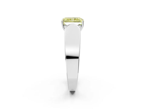 White gold Fancy Yellow Radiant Cut Cut Diamond Channel Set Solitaire Ring with Four-Prong Setting_134