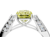 White gold Fancy Yellow Radiant Cut Cut Diamond Channel Set Solitaire Ring with Four-Prong Setting_136