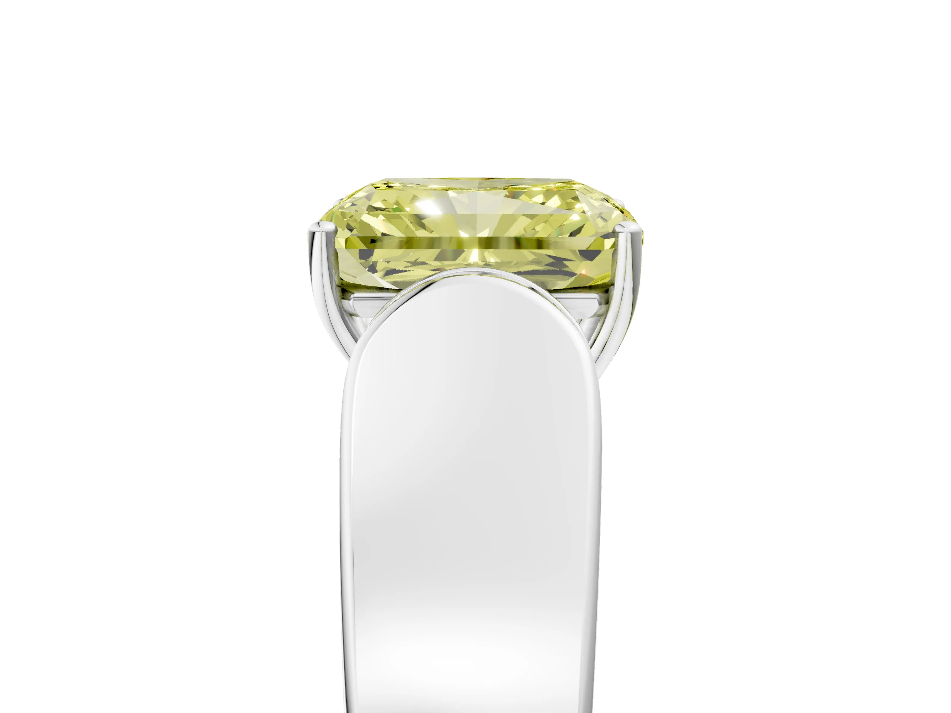 White gold Fancy Yellow Radiant Cut Cut Diamond Channel Set Solitaire Ring with Four-Prong Setting_5